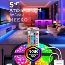 Neeko 5mt Şerit Animasyonlu Tak Çalıştır Kumandalı Trafolu Rgb Şerit Işık Aydınlatma Parti LED