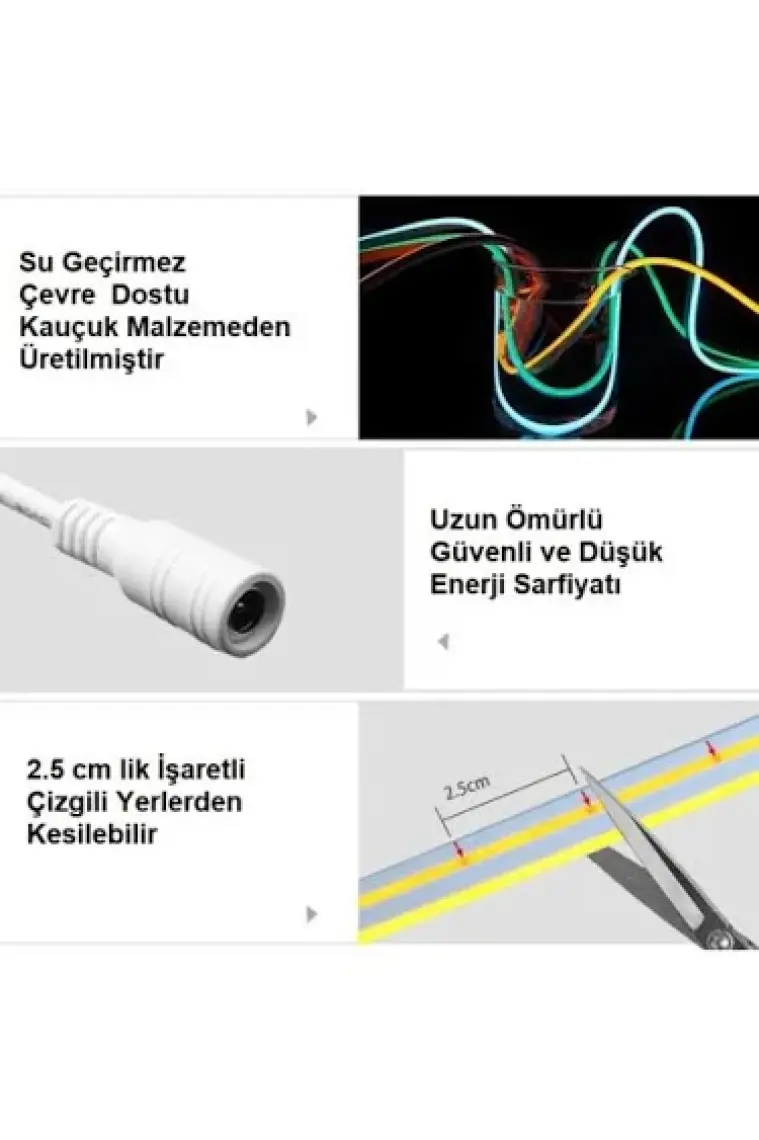 Triline Neon LED Işık Süper Parlak Kumandalı Tüp LED - Beyaz - 1metre