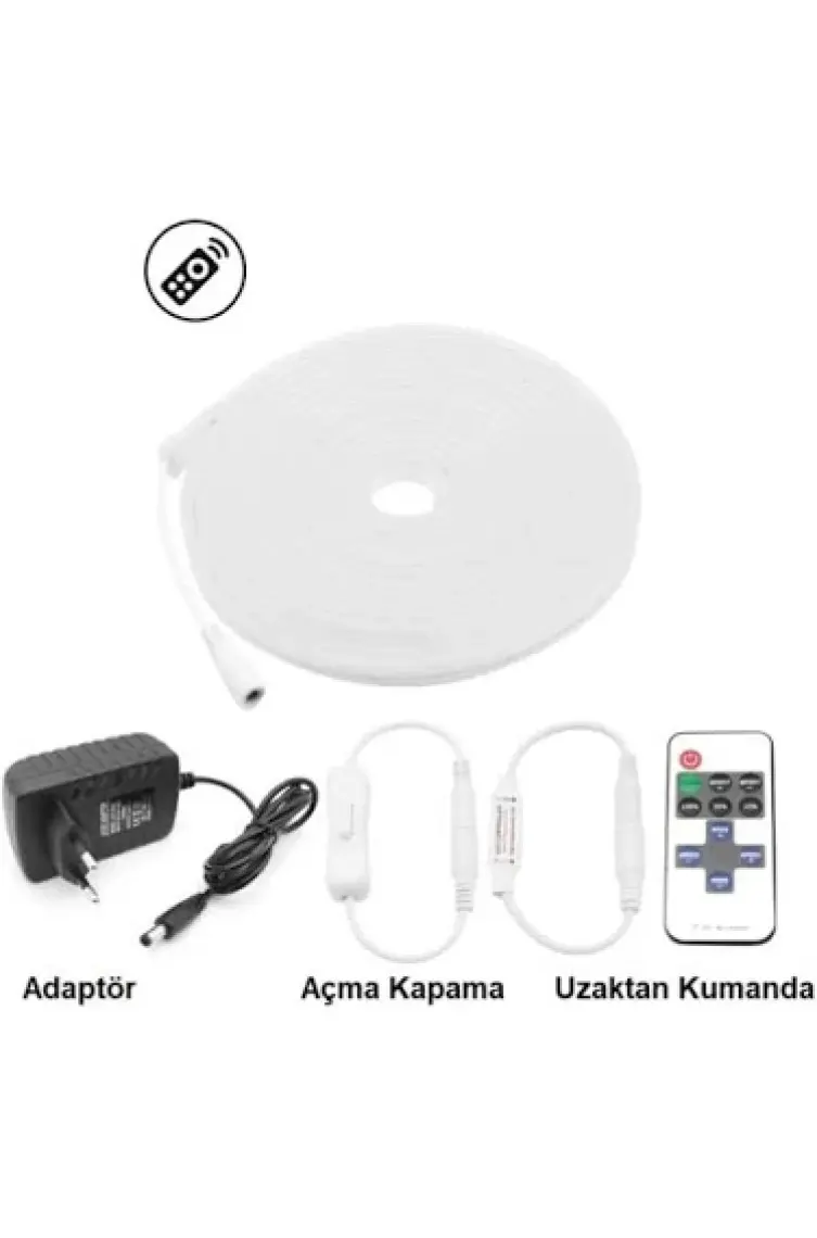 Triline Neon LED Işık Süper Parlak Kumandalı Tüp LED - Beyaz - 1metre