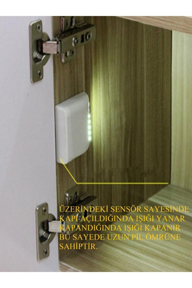 Alkese Sensörlü Dolap Içi LED Işık Pilli LED Aydınlatma Dolap Işığı  (Piller Dahil)