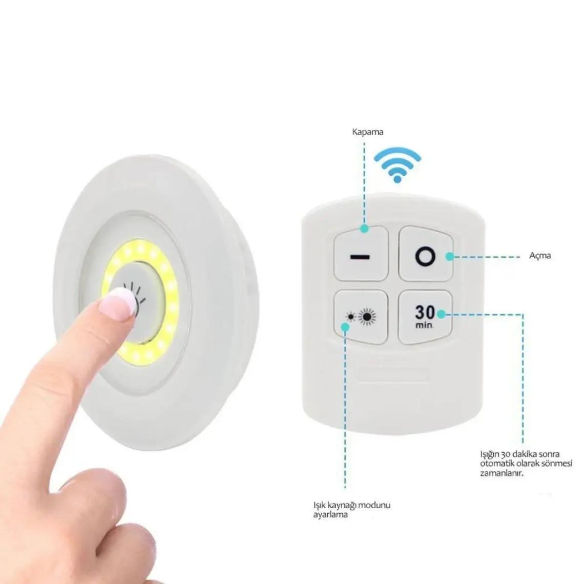 Winnboss WN-1186 Beyaz 3 Lü Kumandalı LED Seti