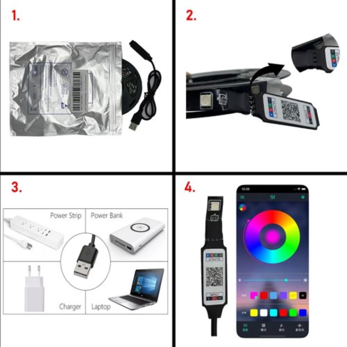 5 Metre USB Rgb Telefon Kontrollü Mutfak Dolabı Tv Arkası Animasyonlu Şerit LED Parti