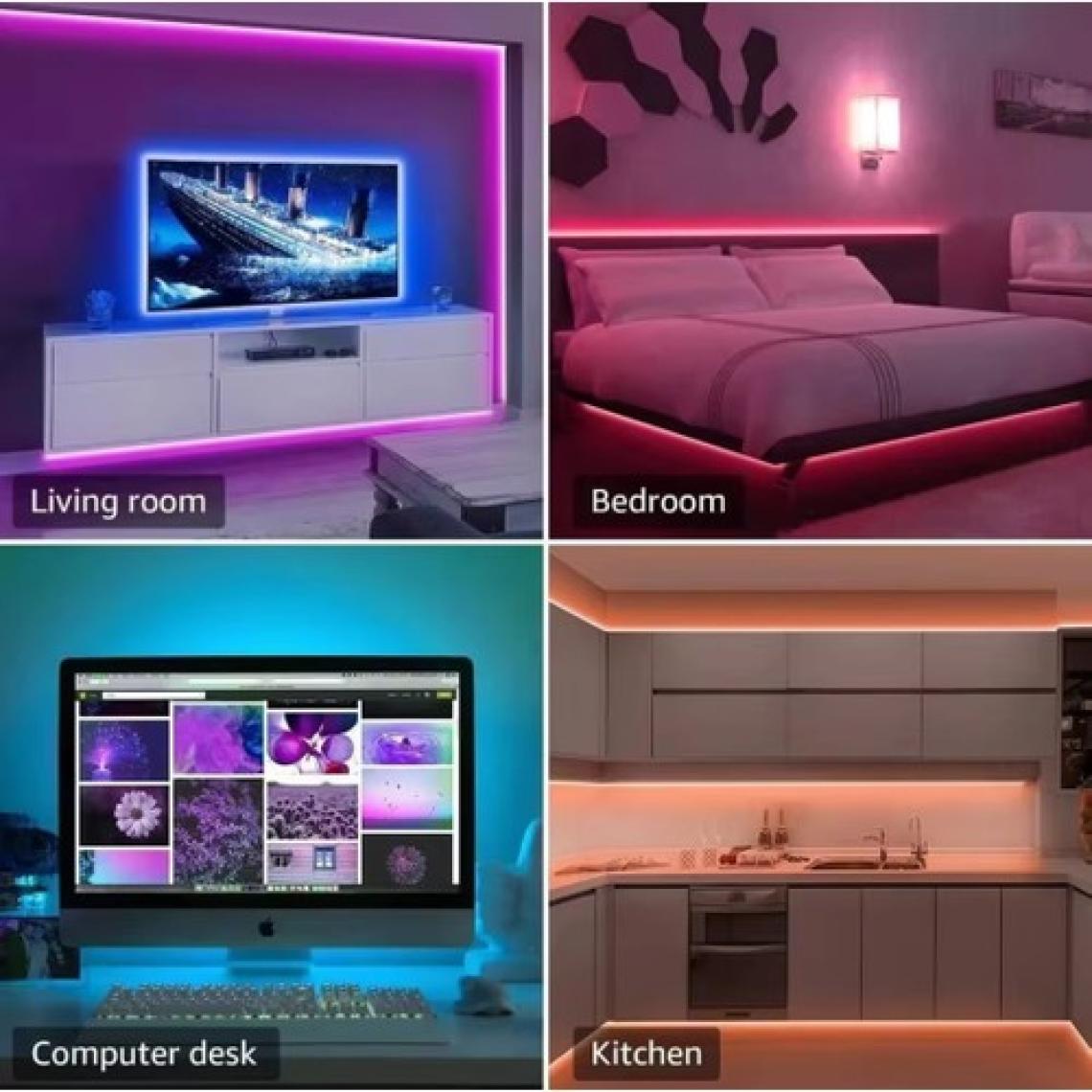 5 Metre USB Rgb Telefon Kontrollü Mutfak Dolabı Tv Arkası Animasyonlu Şerit LED Parti