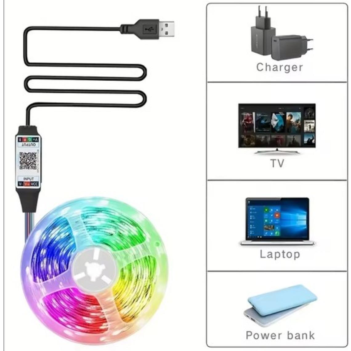 5 Metre USB Rgb Telefon Kontrollü Mutfak Dolabı Tv Arkası Animasyonlu Şerit LED Parti