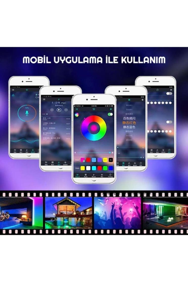 Exeo Bluetooth Kumandalı Tv Arkası Rgb USB 3 Çipli Şerit LED 3mt