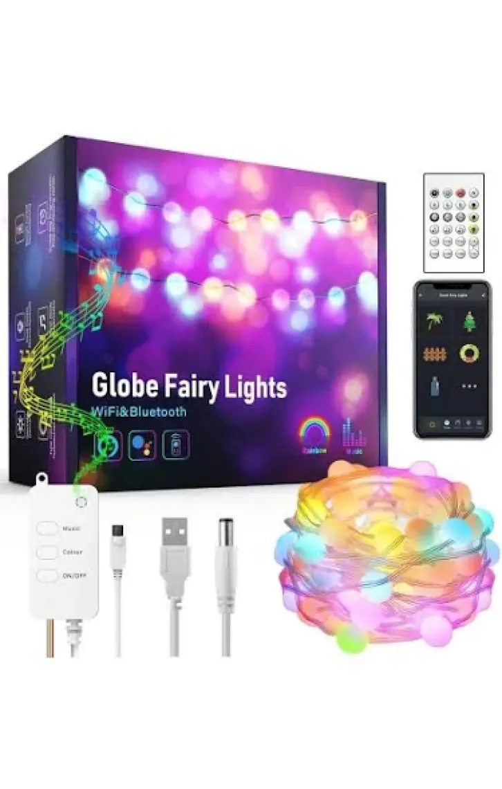 Upway Bluetooth 10 Metre Rgb Renk Değiştiren Akıllı Küre Dizili Işıklar USB 66 LED Kumandalı