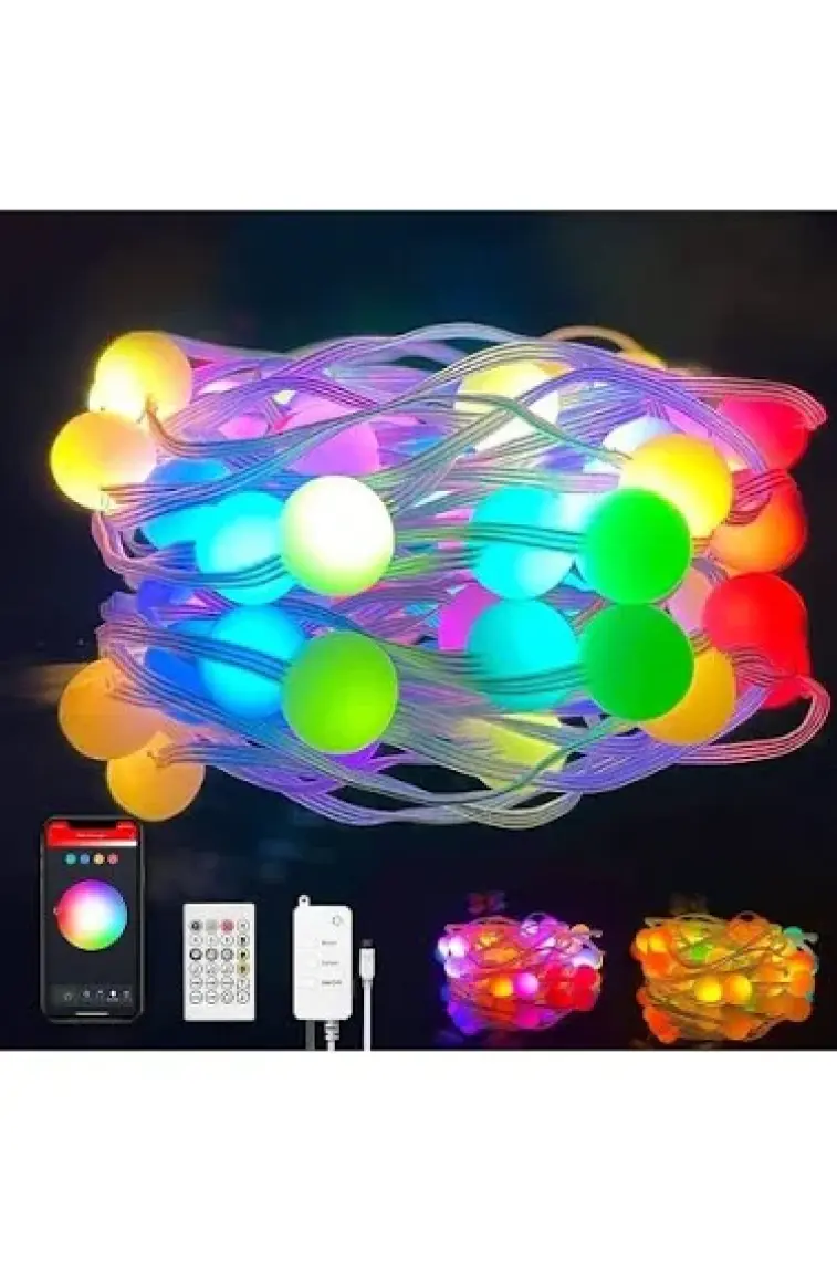 Upway Bluetooth 10 Metre Rgb Renk Değiştiren Akıllı Küre Dizili Işıklar USB 66 LED Kumandalı