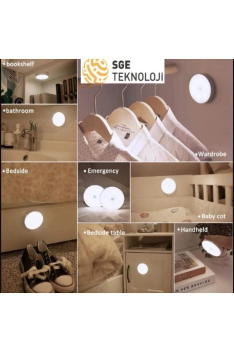 Hareket Sensörlü 16 Led 400mah Şarjlı 2 Renk Beyaz Ve Gün Işığı Led Auto Dolap Içi, Koridor Type-c