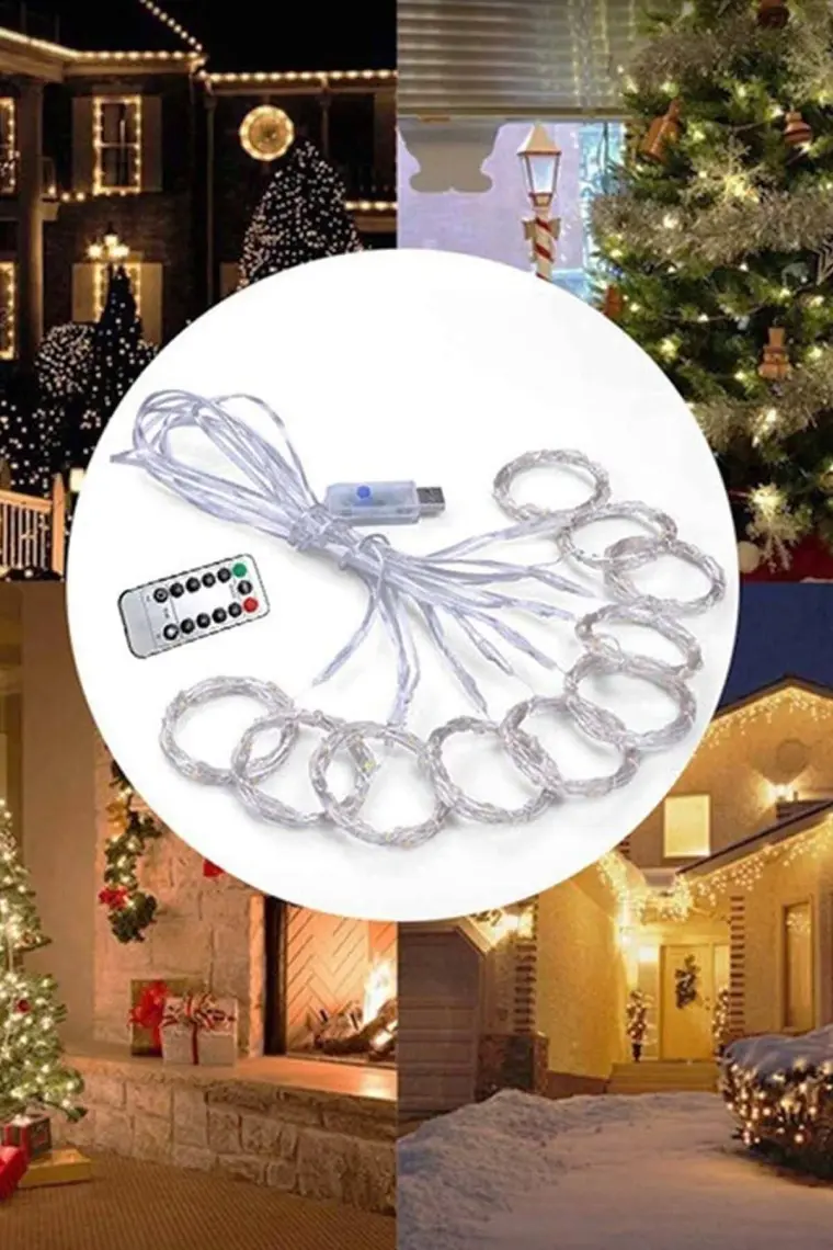 BYSHOME Perde LED Işık 3 x 3 Metre 300 Ledli Kumandalı Usb.i 8 Animasyonlu Dekoratif Amaçlı