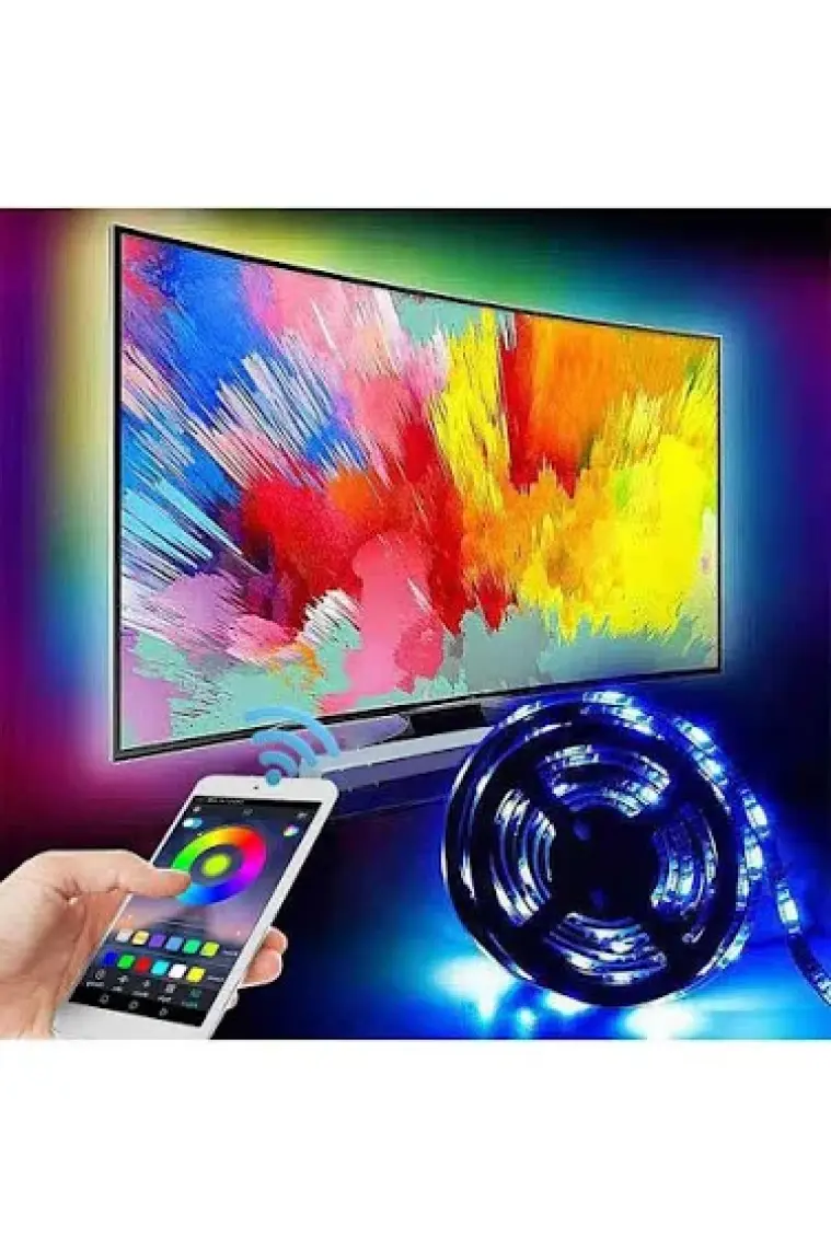 Triline  Tv Arkası Bluetooth Rgb Usb Led Şerit Aydınlatma 16 Renk 1 m