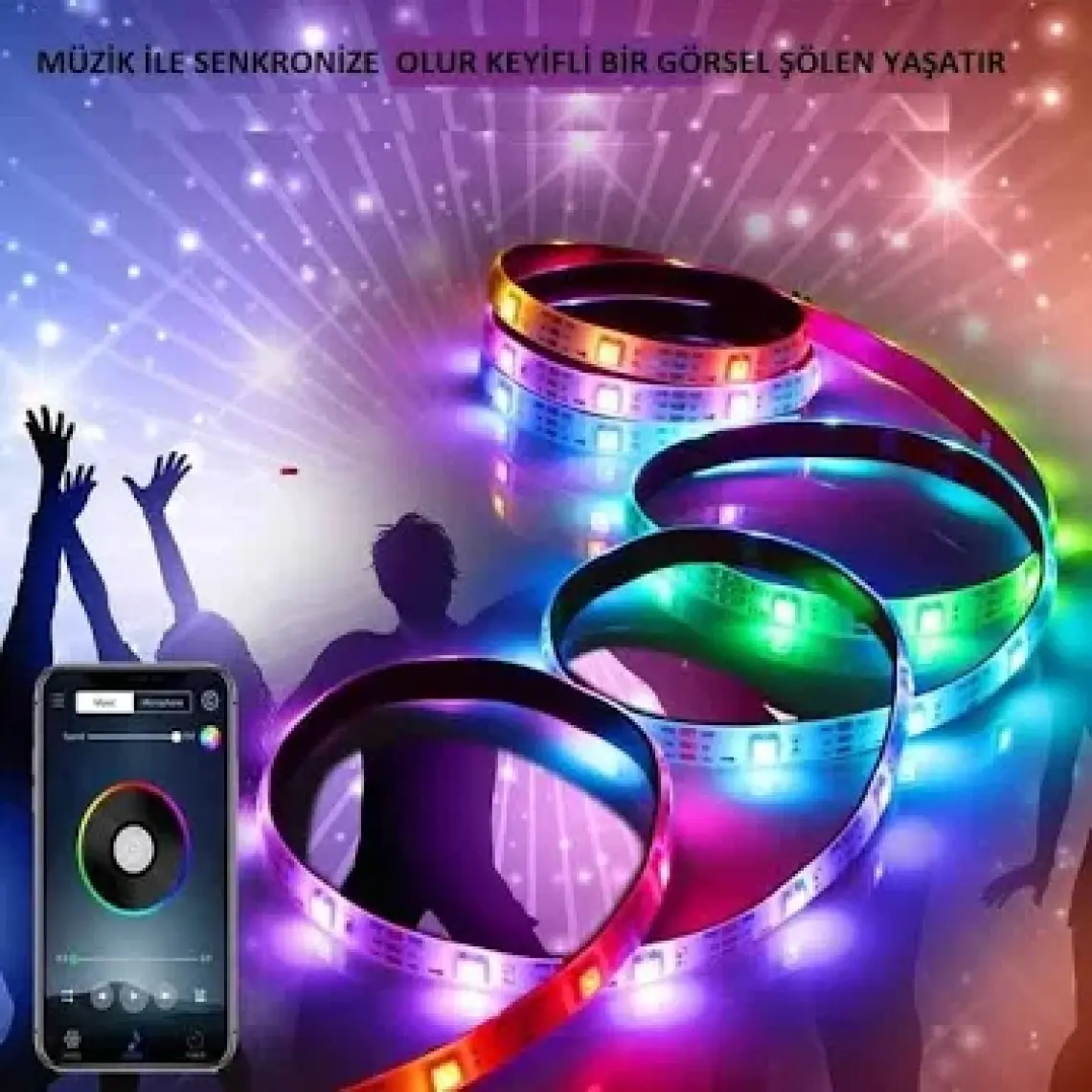 Triline  Tv Arkası Bluetooth Rgb Usb Led Şerit Aydınlatma 16 Renk 1 m