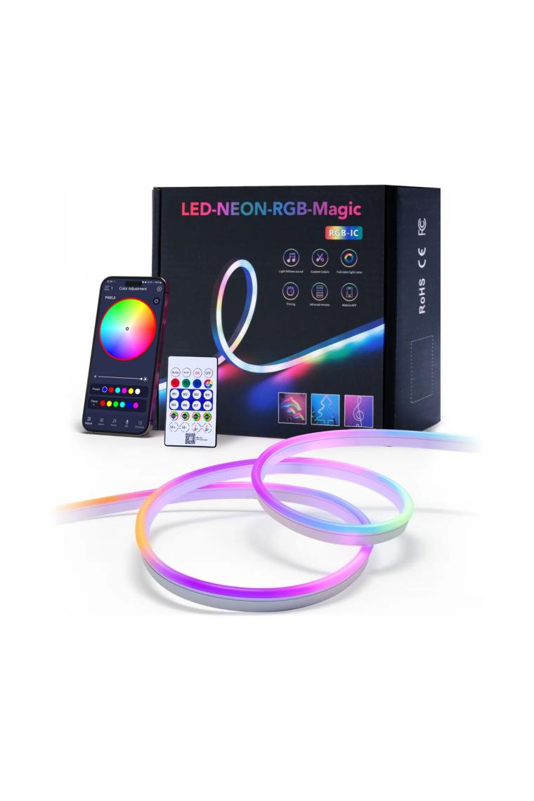 Sese Duyarlı Animasyonlu RGB Kumandalı 5 Metre Neon Şerit Hortum Led USB ve App Uyumlu