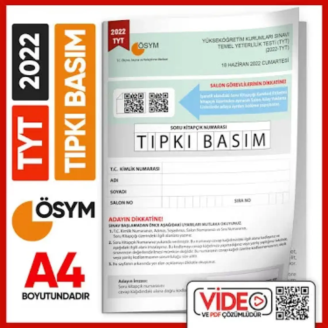 İnformal Yayınları TYT 2022 ÖSYM Tıpkı Basım Çıkmış Soru Türkiye Geneli Dijital Çözümlü Deneme Kitapçığı