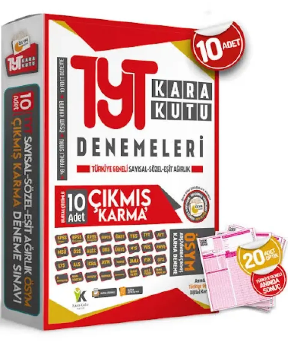 Karakutu Yayınları 2025 TYT ÖSYM Çıkmış Karma Kara Kutu Sayısal-Sözel-Eşit Ağırlık Tg 10'lu D. Çözümlü Deneme Paketi