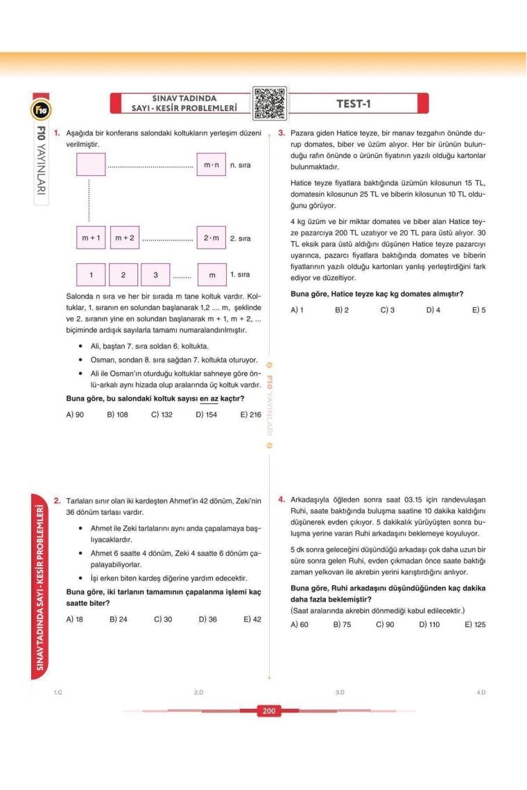 F10 Yayınları DGS KPSS TYT ALES Gerçel Matematik Geometri Video Ders Kitabı - Soru Bankası