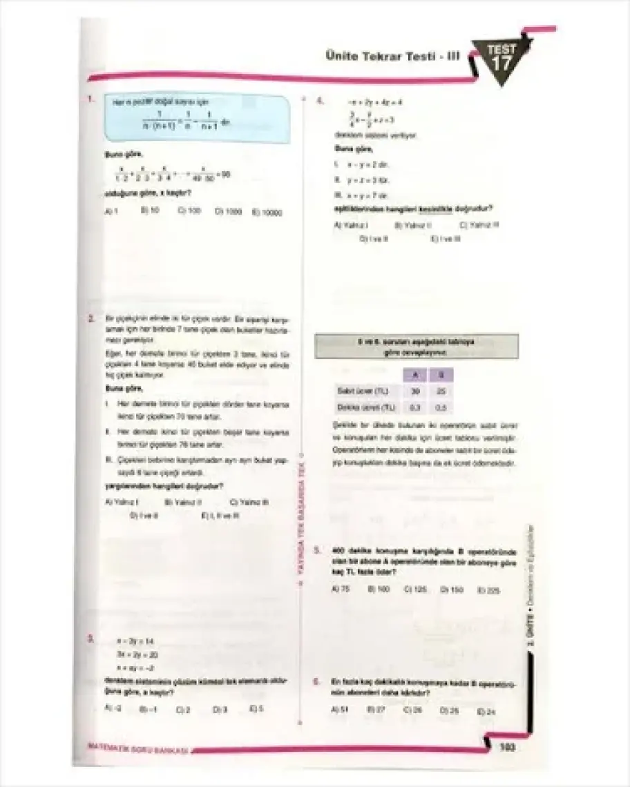 Yayın Denizi Yayınları TYT Tek Serisi Video Çözümlü Matematik Soru Bankası