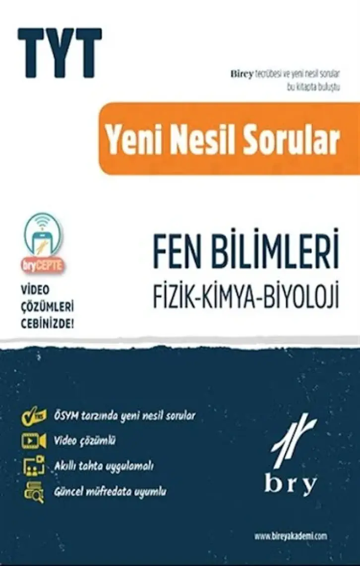 Bry Birey Eğitim Yayınları TYT Yeni Nesil Sorular Fen Bilimleri (Fizik-Kimya-Biyoloji)