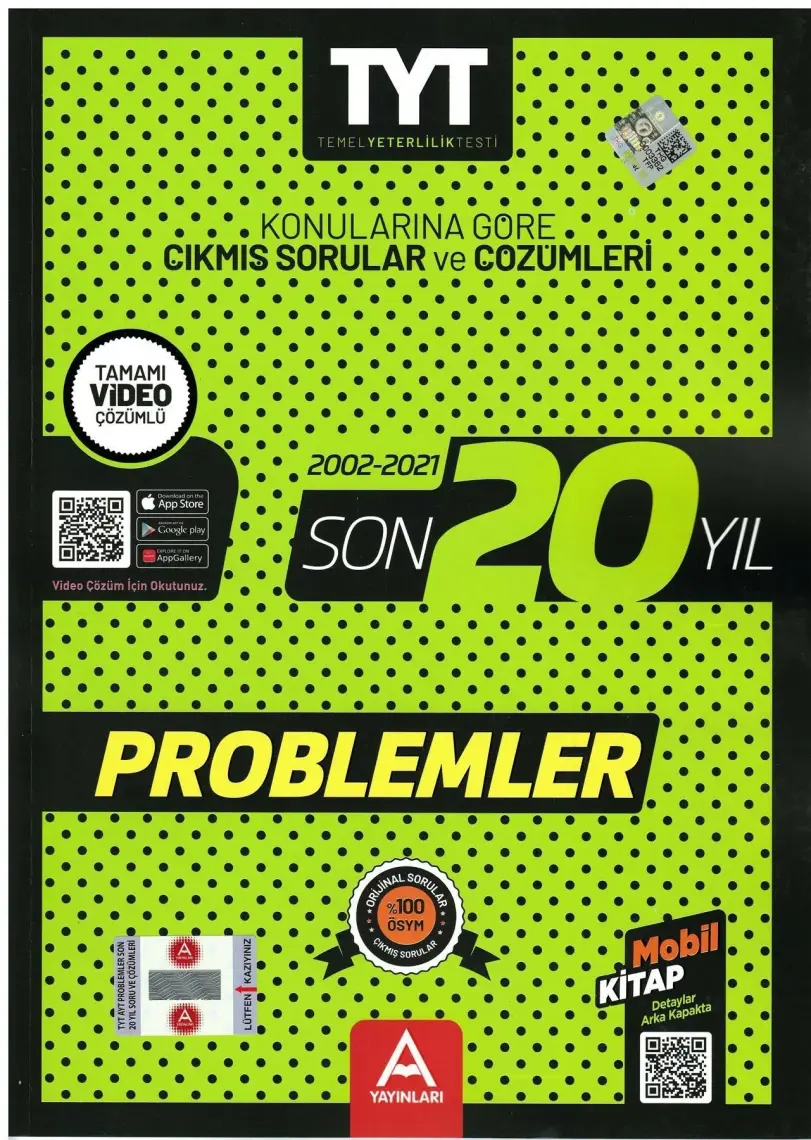 A Yayınları TYT- AYT Problemler Son 20 Yıl Soru ve Çözümleri
