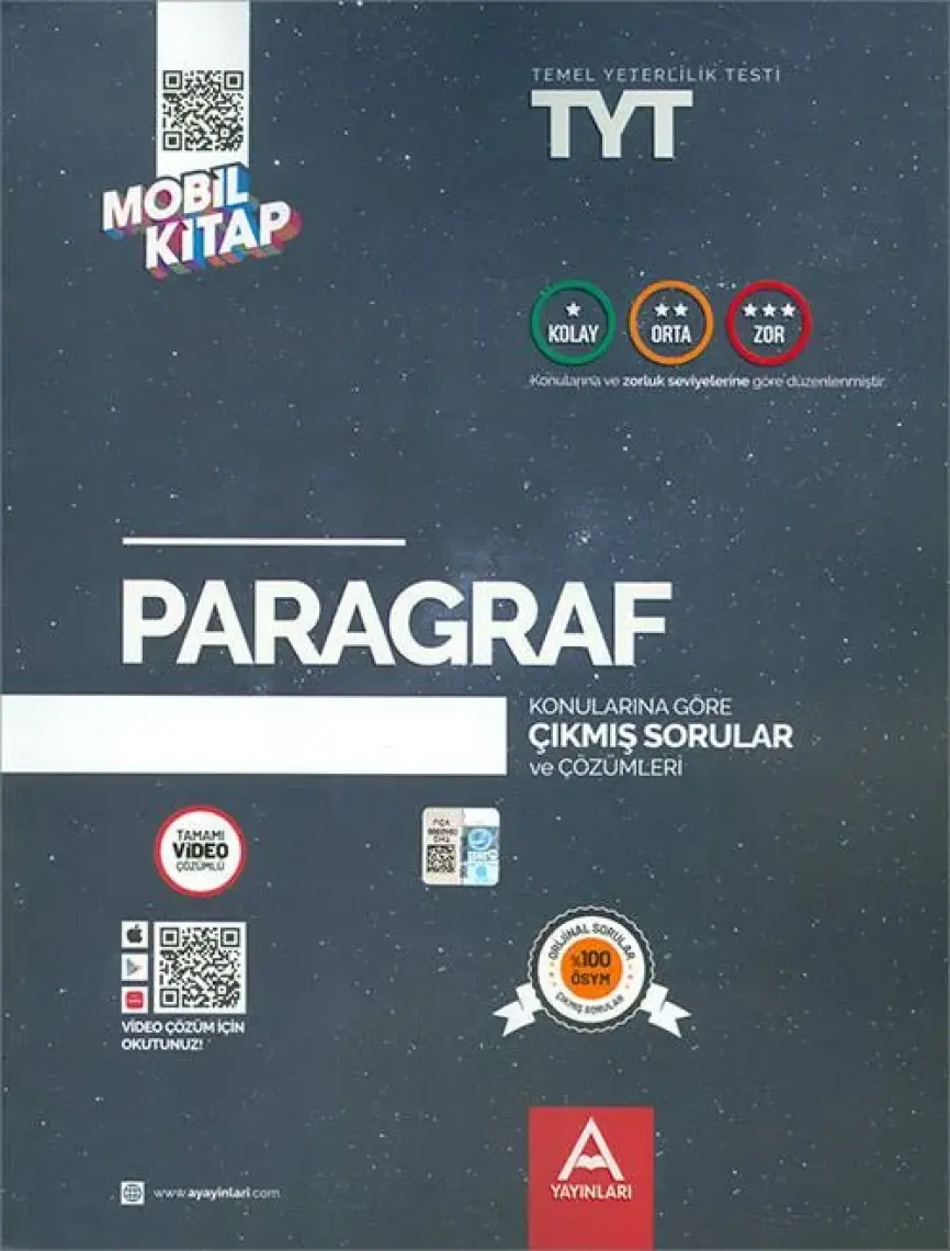 A Yayınları TYT Paragraf Konularına ve Zorluk Derecesine Göre Çıkmış Sorular