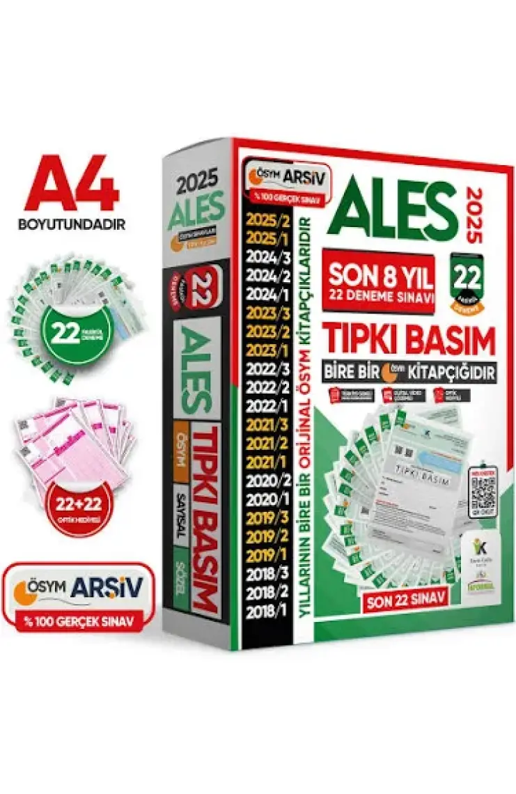 Karakutu Yayınları 2025 Ales Ösym Tıpkı Basım En Ekonomik Çıkmış Soru 22 Deneme Paketi Video/PDF Çözüm Türkiye Geneli