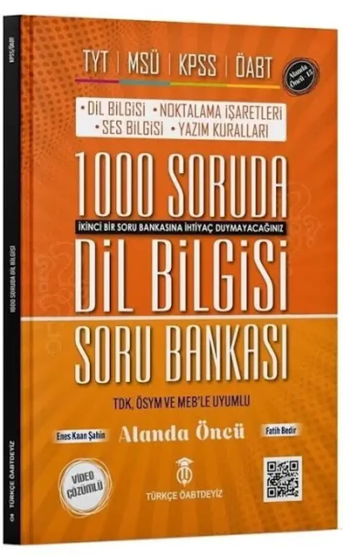 Türkçe Öabtdeyiz   Kpss Öabt Tyt Msü Dil Bilgisi 1000 Soruda Soru Bankası  -  Enes Kaan Şahin