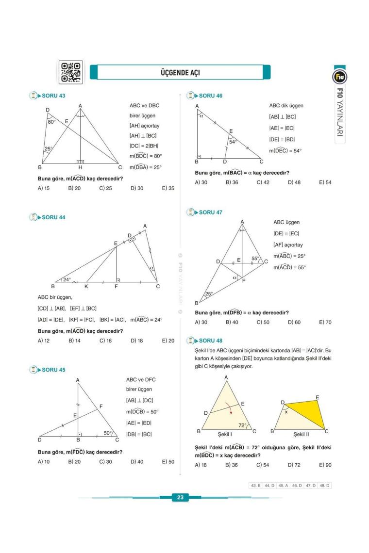 F10 Yayınları Gerçel Matematik DGS KPSS TYT ALES Geometri Video Ders Kitabı