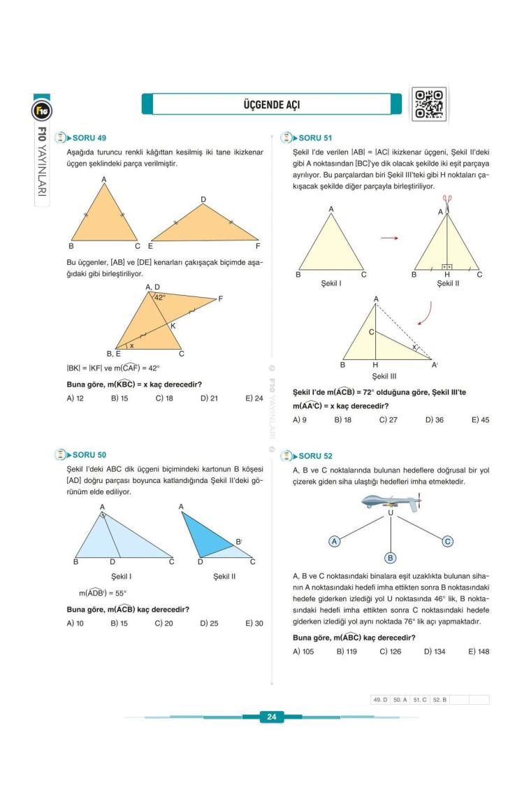 F10 Yayınları Gerçel Matematik DGS KPSS TYT ALES Geometri Video Ders Kitabı