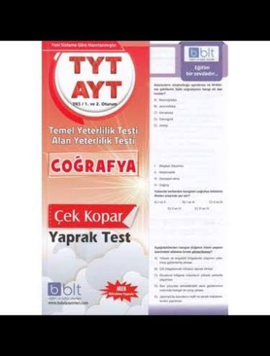 Bulut Eğitim ve Kültür Yayınları Eğitim TYT AYT Coğrafya Çek Kopar Yaprak Test