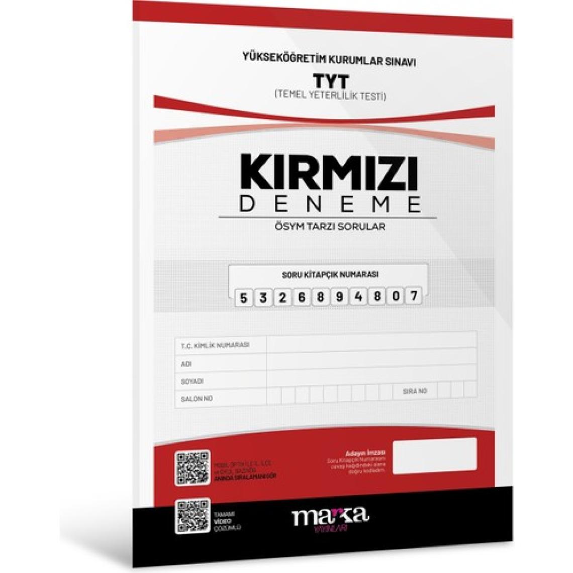 Marka Yayınları 2025 TYT Yeni Nesil Kırmızı Deneme Tamamı Video Çözümlü
