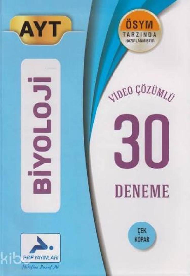 Paraf Yayınları AYT Biyoloji Video Çözümlü 30 Deneme