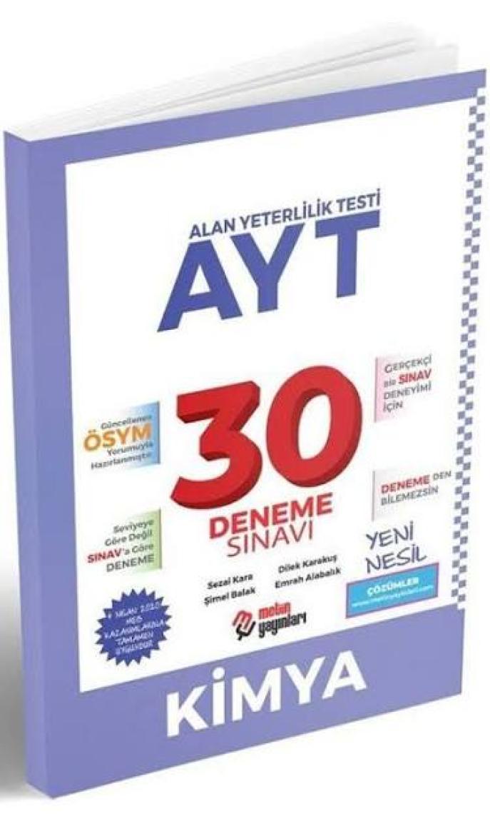 Metin AYT Kimya 30 Deneme Sınavı 2021
