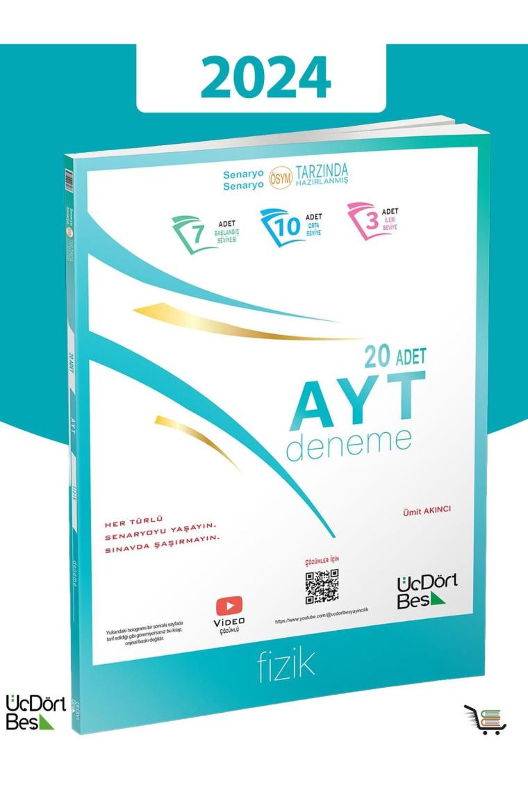 ÜçDörtBeş Yayınları AYT Fizik 20’li Deneme