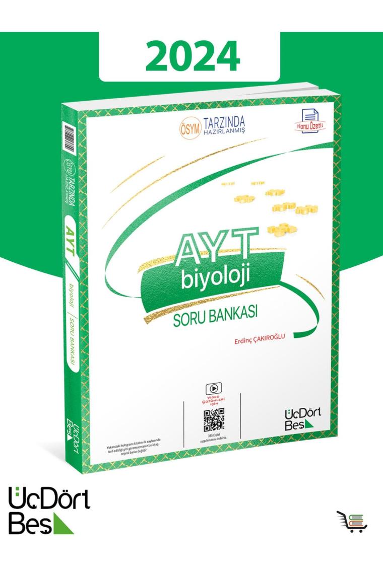 ÜçDörtBeş Yayınları AYT Biyoloji Konu Özetli Soru Bankası (2024-2025)