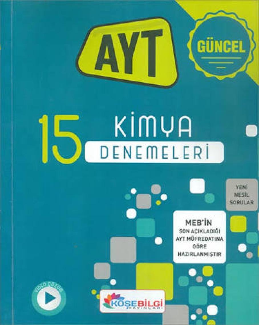 Köşebilgi Yayınları  15'Li AYT Kimya Denemeleri