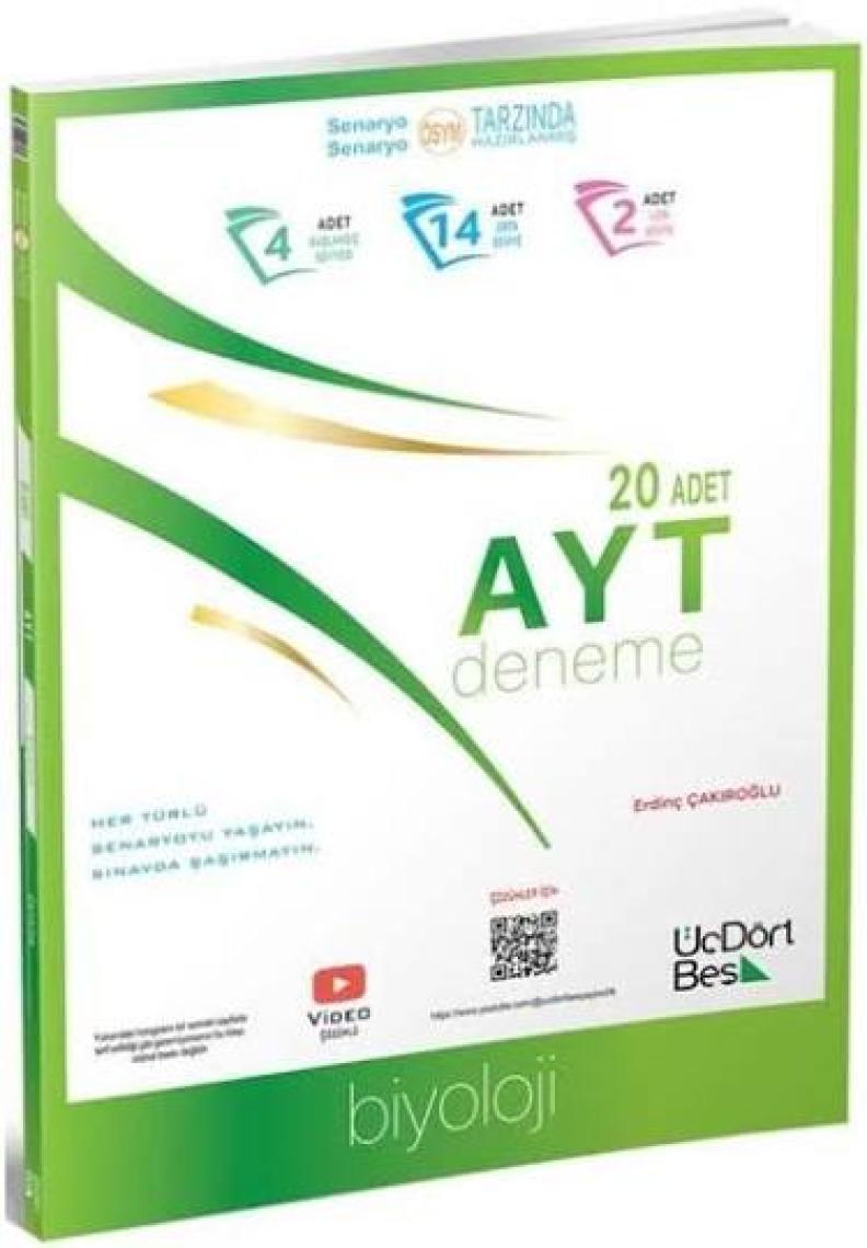 ÜçDörtBeş Yayınları AYT Biyoloji 20’li Deneme