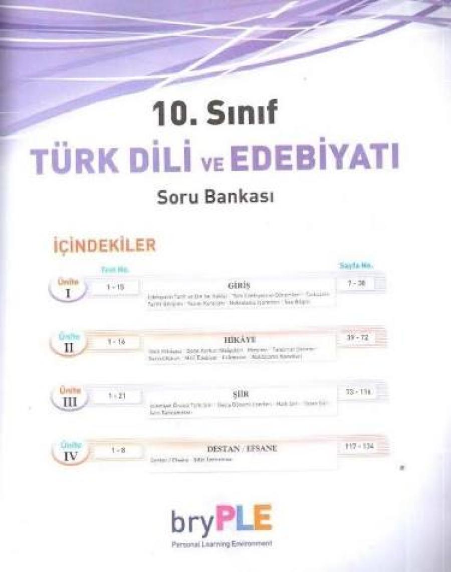 Bry Birey Eğitim Yayınları PLE 10. Sınıf Türk Dili ve Edebiyatı Soru Bankası