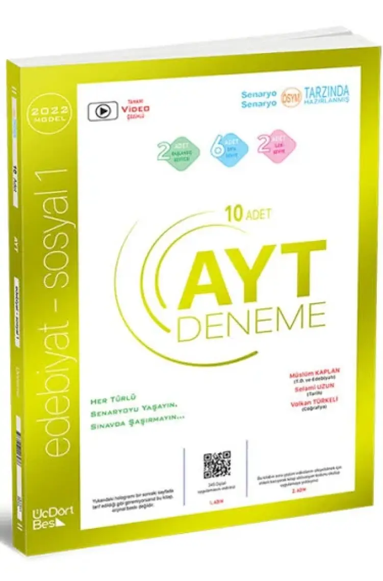 ÜçDörtBeş Yayınları AYT 10’lu Edebiyat - Sosyal 1 Deneme