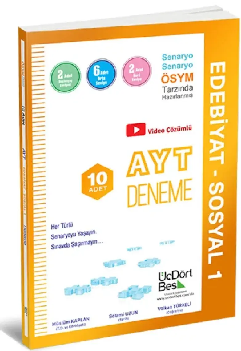 ÜçDörtBeş Yayınları AYT 10’lu Edebiyat - Sosyal 1 Deneme