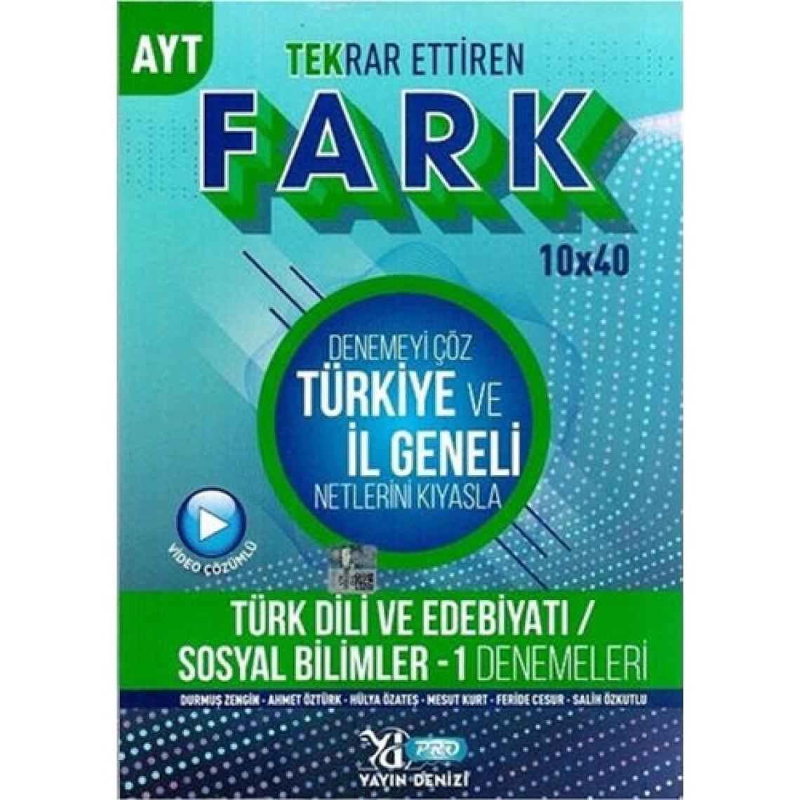 Yayın Denizi Yayınları AYT Türk Dili ve Edebiyatı Sosyal Bilimler 1 Fark 10 x 40 Tekrar Ettiren Denemeleri