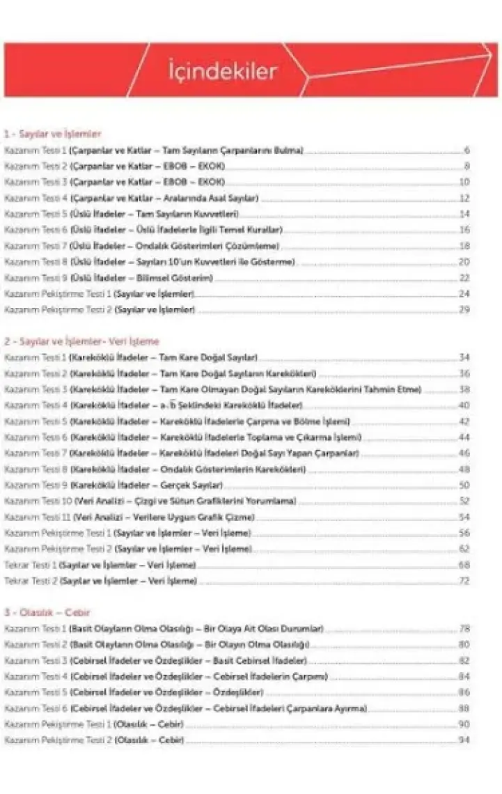 Tudem Yayınları 8. Sınıf Matematik Kazanım Odaklı Soru Bankası