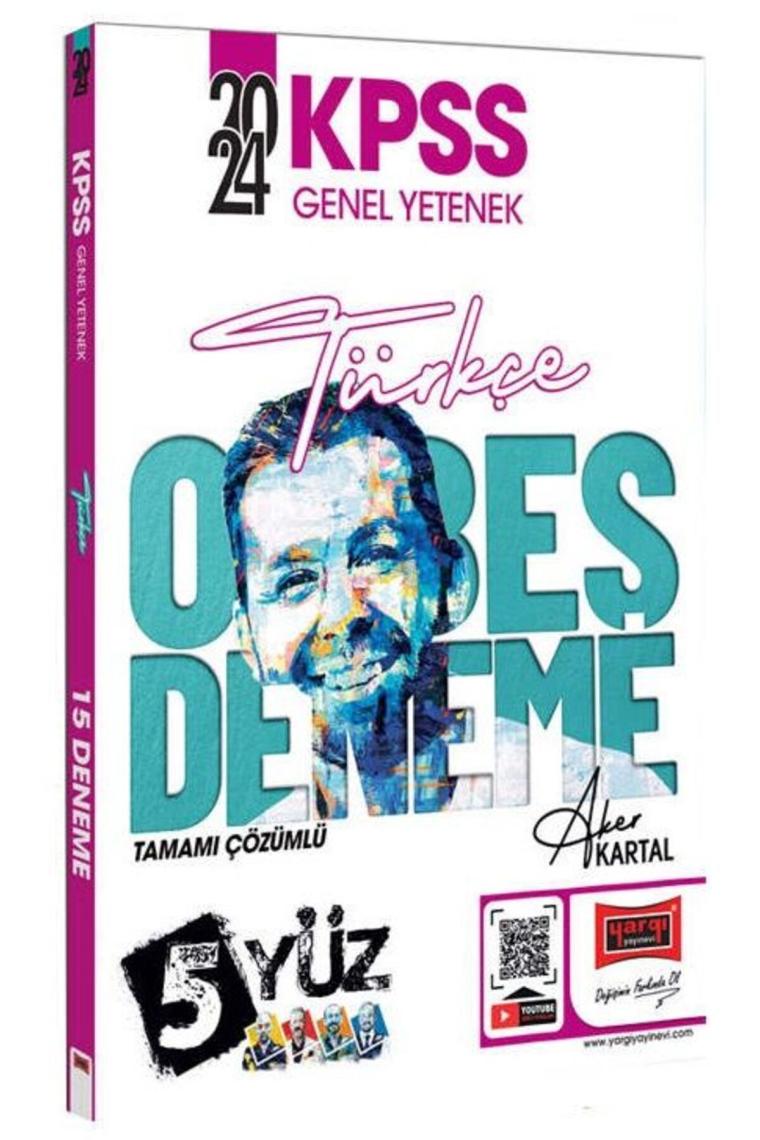 Yargı 2024 KPSS Türkçe 5Yüz 15 Deneme Çözümlü - Aker Kartal Yargı Yayınları