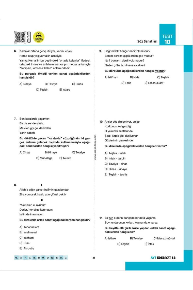 Gamze Hoca Türkçenin Matematiği Tüm Sınavlar İçin Edebiyat Soru Bankası