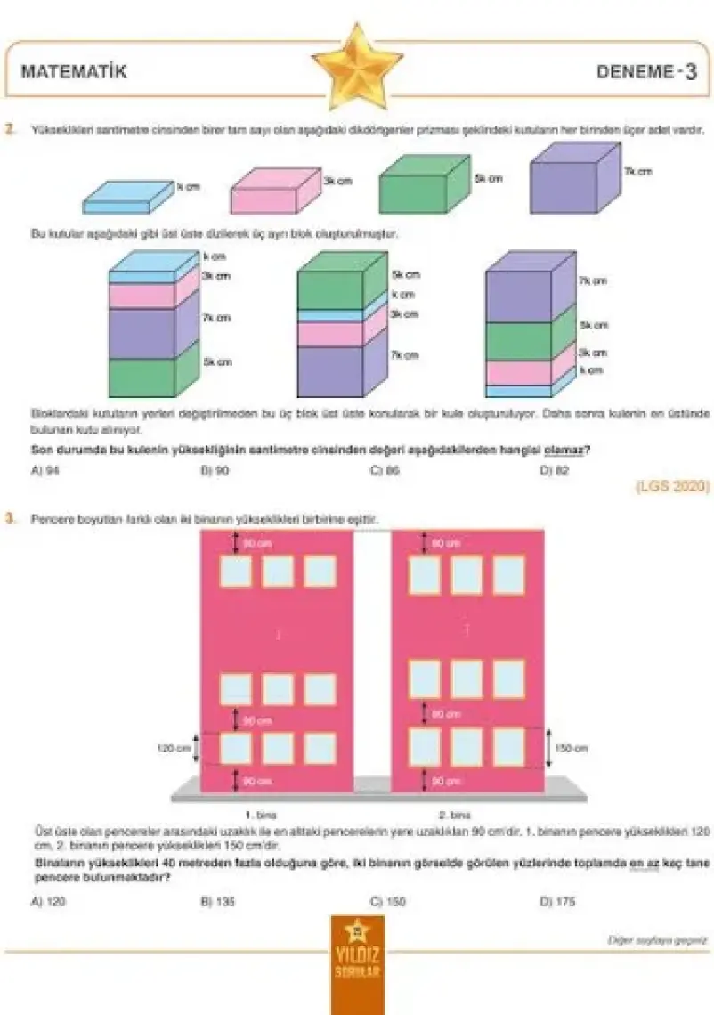 Yıldız Sorular 8. Sınıf Lgs Matematik 8 Deneme