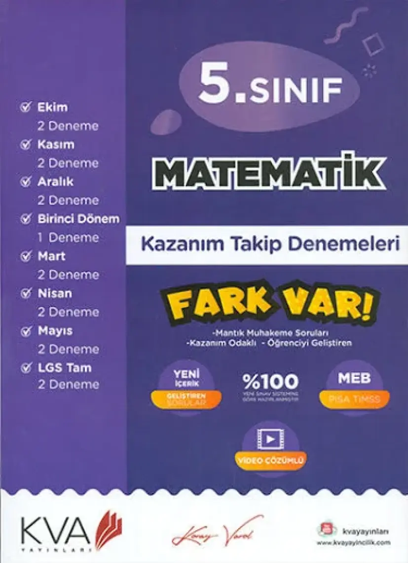 Koray Varol Akademi  5.Sınıf Matematik Kazanım Takip Denemeleri