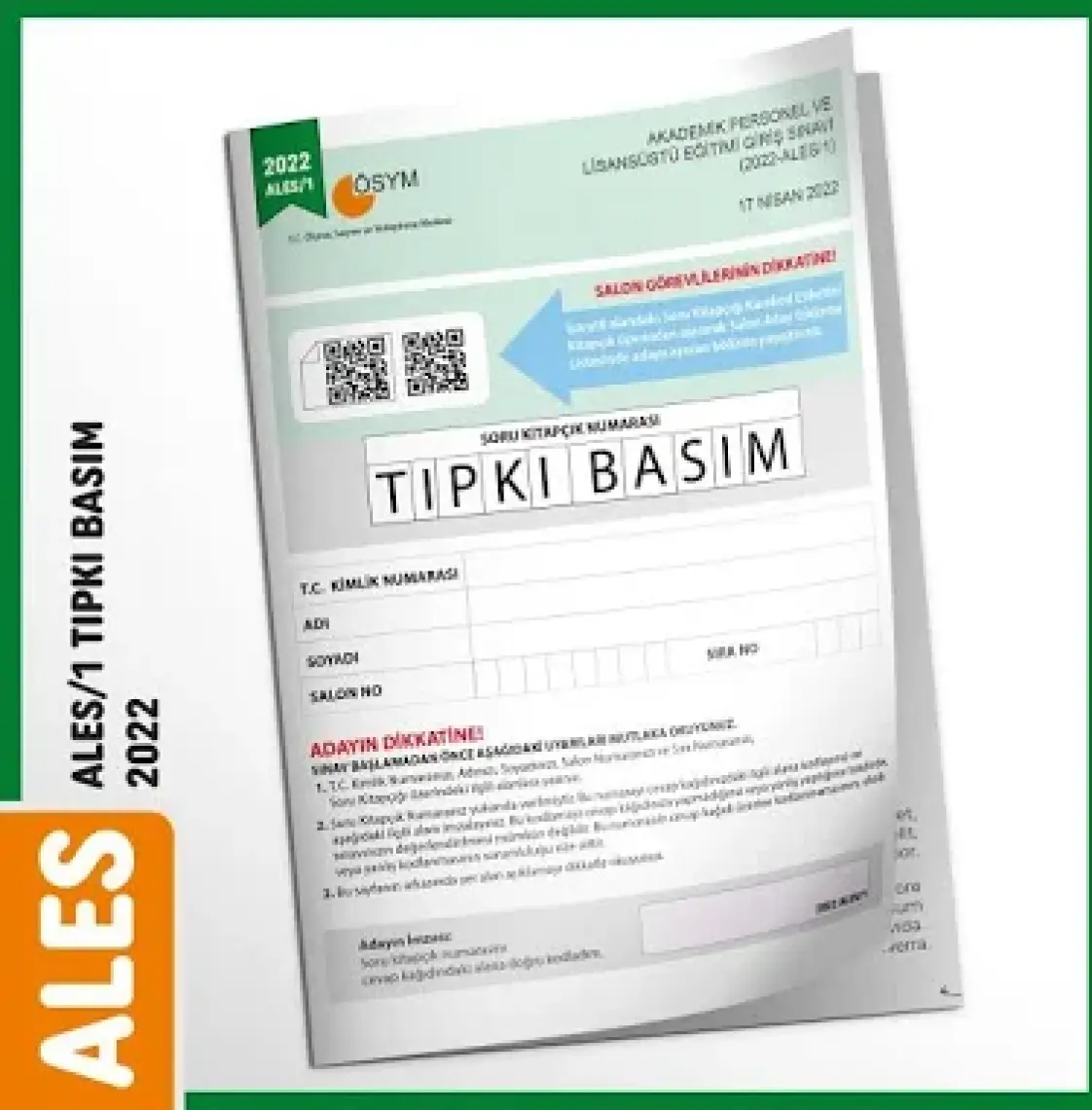 Ales 2022/1 Ösym Tıpkı Basım Çıkmış Soru Deneme Kitapçığı Dijital Çözümlü Türkiye Geneli
