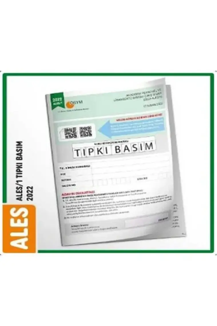 Ales 2022/1 Ösym Tıpkı Basım Çıkmış Soru Deneme Kitapçığı Dijital Çözümlü Türkiye Geneli