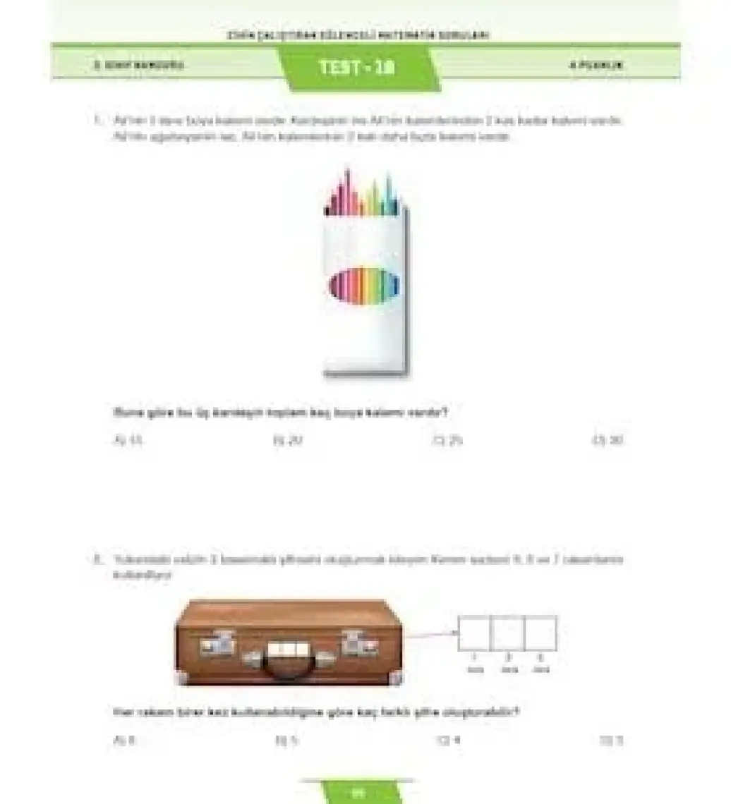 3.Sınıf Zihin Çalıştıran Eğlenceli Kanguru Matematik Soruları