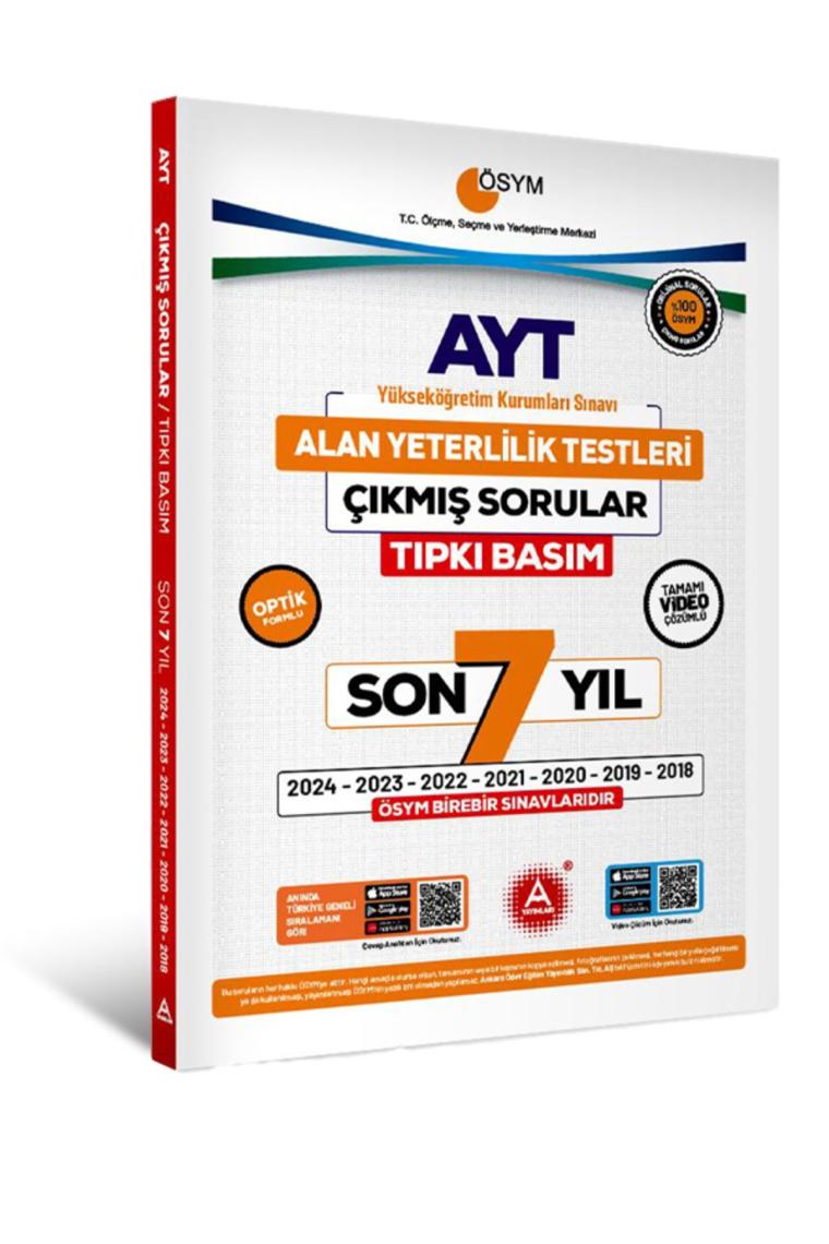 Son 7 yıl AYT Çıkmış Sorular-2024-2023-2022-2021-2020-2019-2018 Yılları