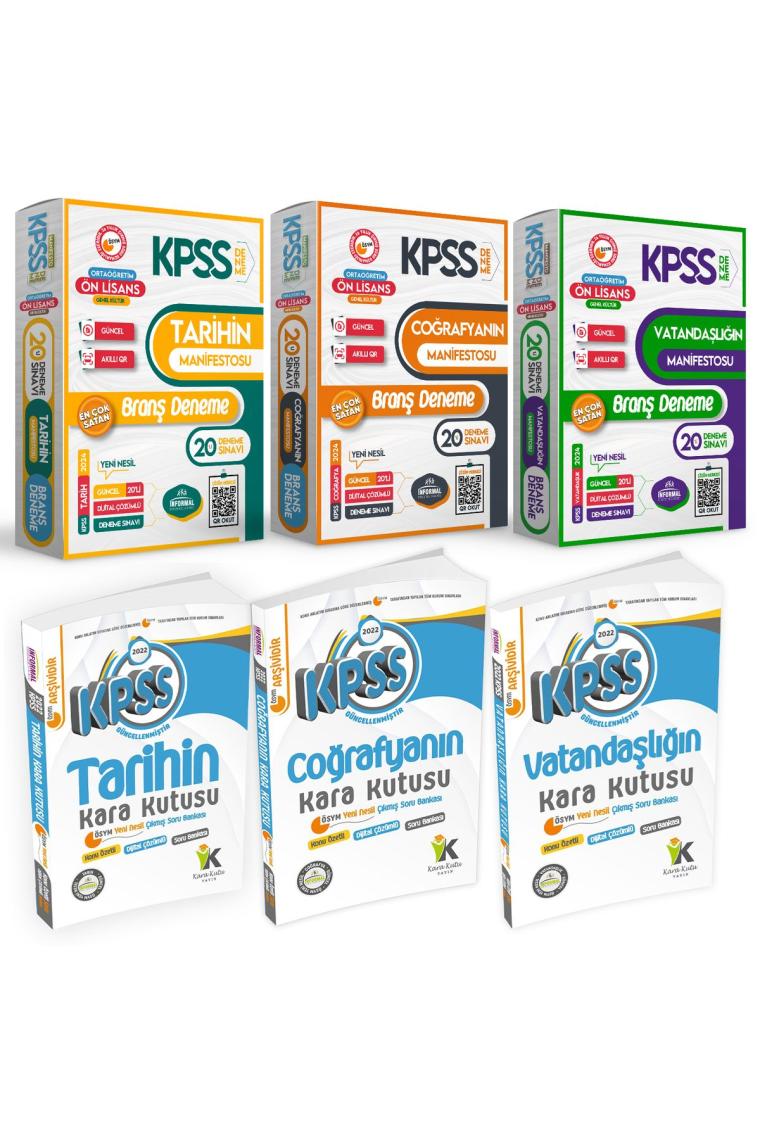 Kpss Ön Lisans Tarih Coğrafya Vatandaşlık Kara Kutu Soru Bankası Seti Ve Manifesto Branş Deneme Set