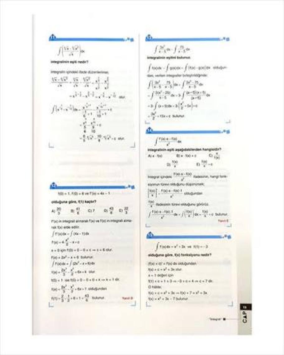 Çap Yayınları Matematik İntegral Konu Anlatımlı Soru Bankası - Oğuz Gümüş